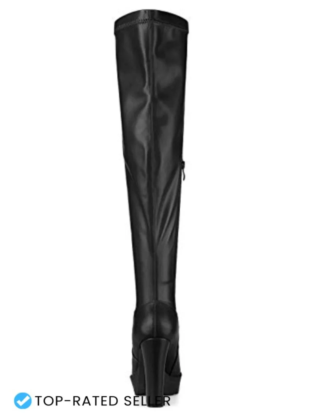 Faux Leather Platform Chunky Heel Over Knee Boots Round Toe Zip
